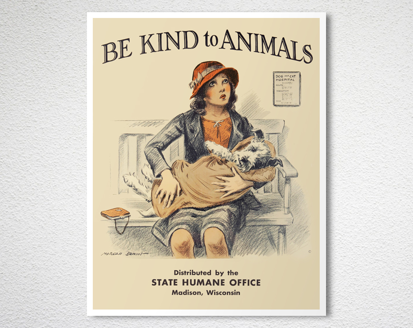 Be Kind to Animals Vintage Motivational Poster | Arty Posters