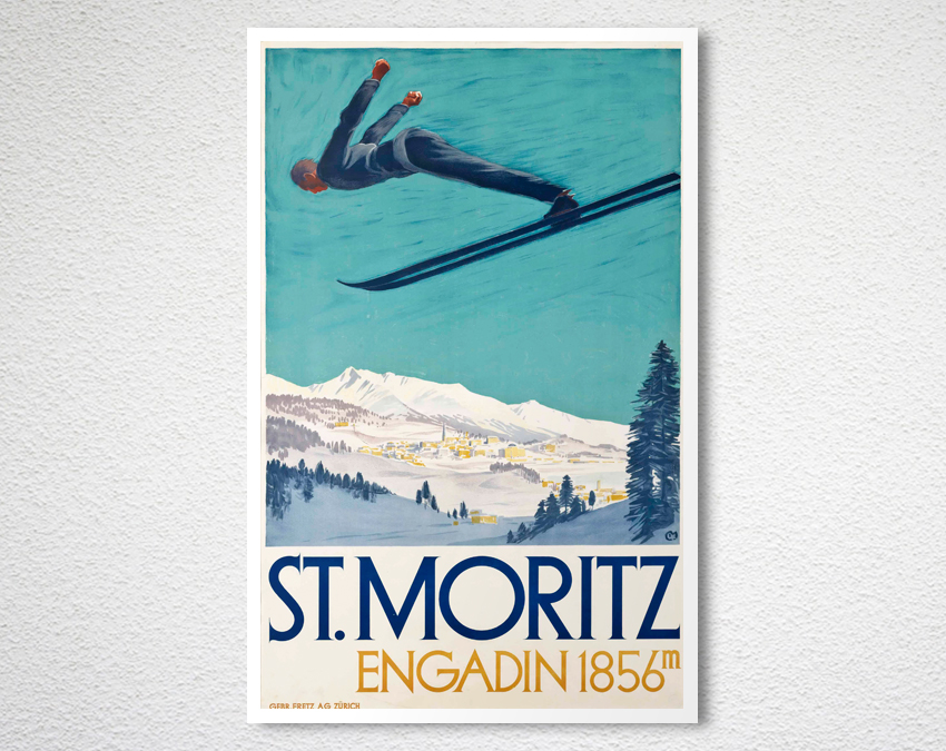 MORITZ Swiss 1932 Art Deco A3 Travel Print Vintage Ski Posters ST
