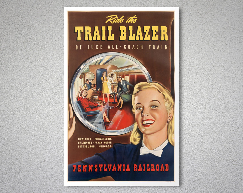 Philadelphia By Pennsylvania Railroad Vintage Travel Art Print Poster 12x18 inch 