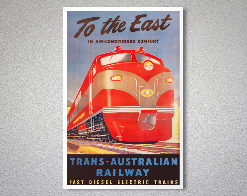 Trans Australian Railways 0211 Vintage Travel Poster 