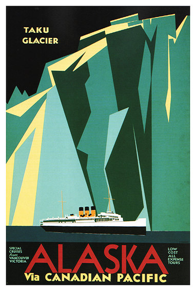 TR29 Vintage Alaska Taku Glacier Cruise Rail Travel Poster Re-Print A1/A2/A3/A4 