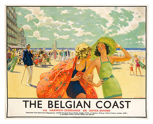 Vintage Belgian Railways Ostende Tourism Poster A3 Print
