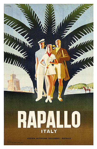 TX72 Vintage 1937 Italy Italian Rapallo Genoa Travel Poster Re-Print A4 