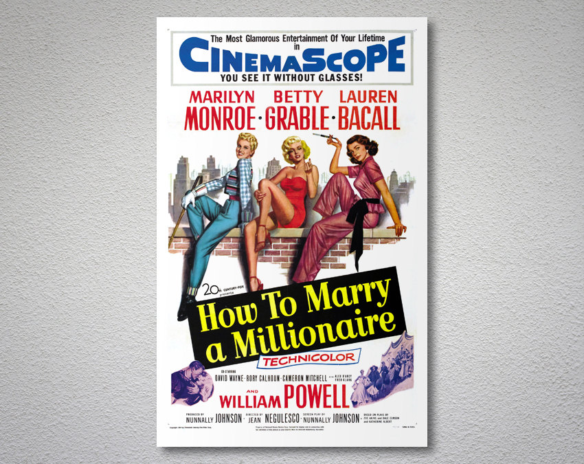 68 How To Marry A Millionaire Movie Poster Old Film Advert Photo Marilyn Monroe 