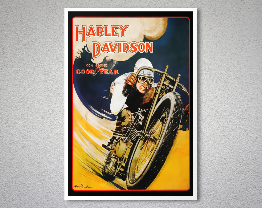 Harley Davidson Vintage Motorcycle Poster | Arty Posters