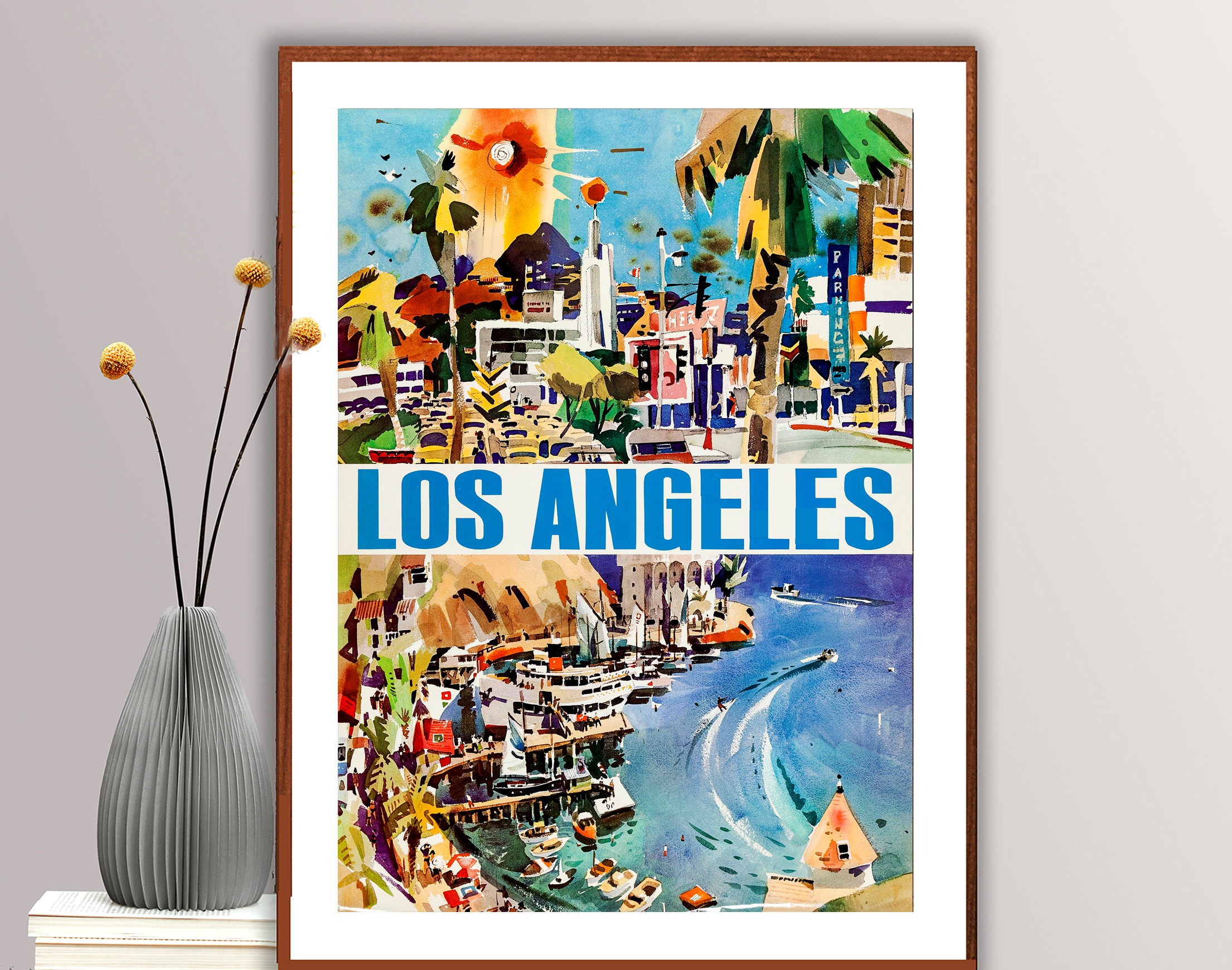 TX165 Vintage Los Angeles America Airline Travel Tourism Art Poster A3/A4 