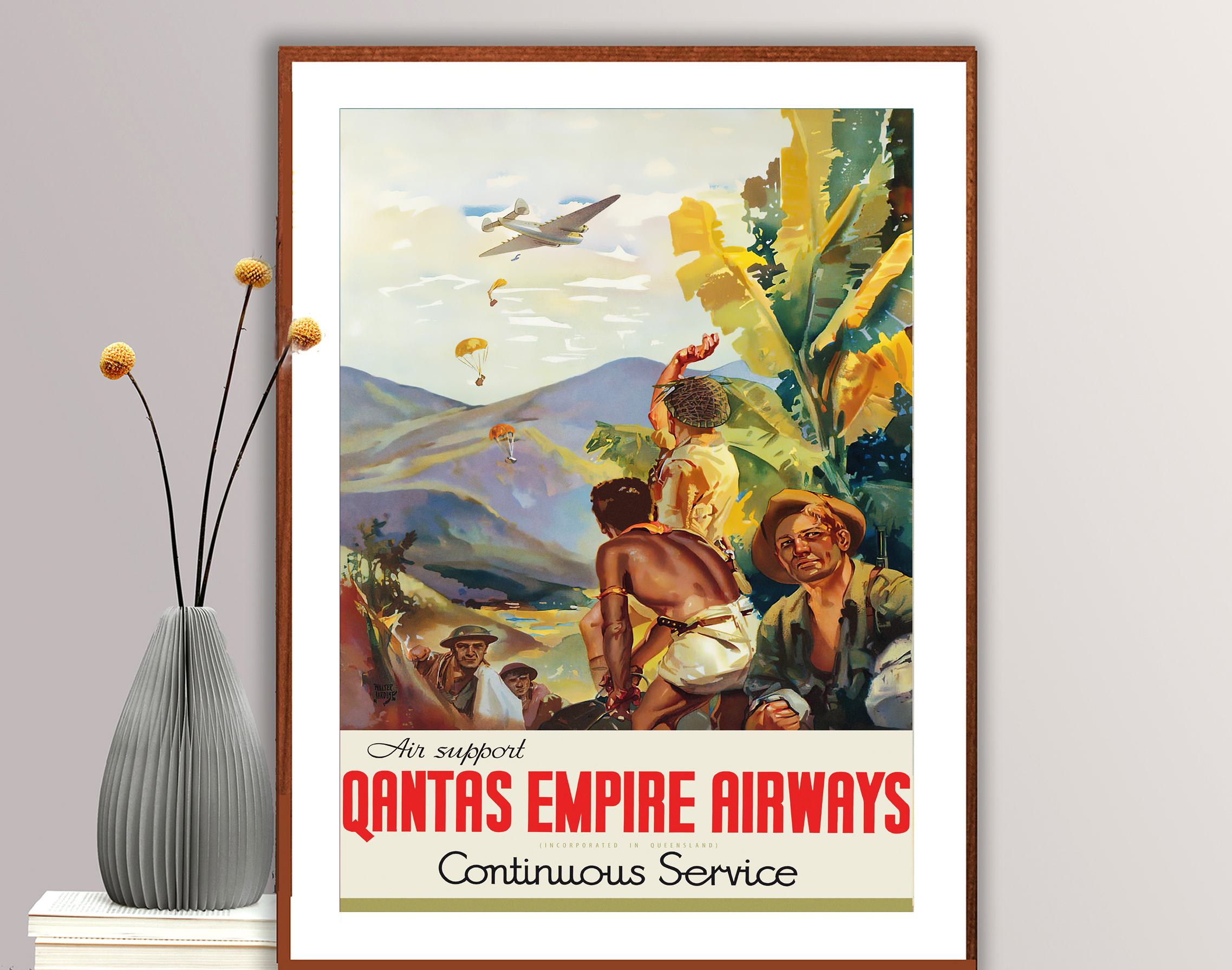 Qantas Empire Airways World Williams 1950s Vintage Airline Travel Poster Print 