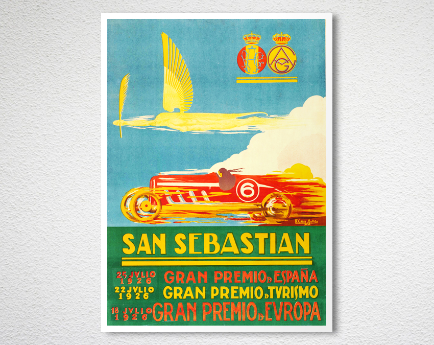 San Sebastian Vintage Motor racing Advertising Poster reproduction.